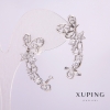Ohrklemme Xuping – Rhodium-beschichtete Ohrklemme mit weißen Steinen, 33 × 12 mm