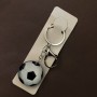 Schlüsselanhänger Sport – 3D-Fußball, weiß, silberfarbenes Metall, Länge 10 cm