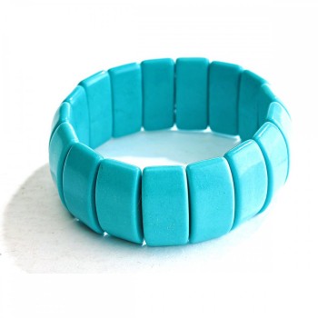 Armband aus gepresstem Türkis – Glied, Durchmesser ca. 25 × 12 mm, Länge ca. 18 cm (Stretch)
