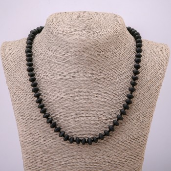 Kette aus künstlichem Schungit – glatte Rondellen, Durchmesser ca. 8×5 mm, Länge ca. 45 mm