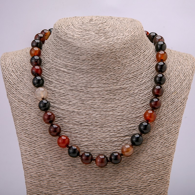 Kette aus natürlichem Karneol, glatte Kugeln, Durchmesser 12 mm, Länge 45 cm +
