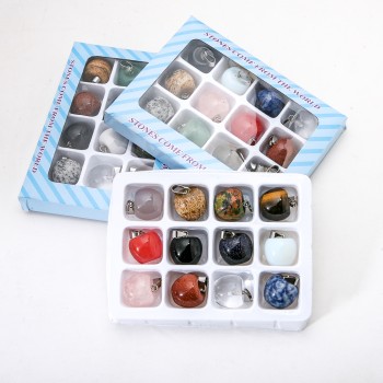 Anhänger-Set „Verjüngende Äpfel“ – 12 Naturstein-Anhänger, assortiert, ca. 7×2 cm