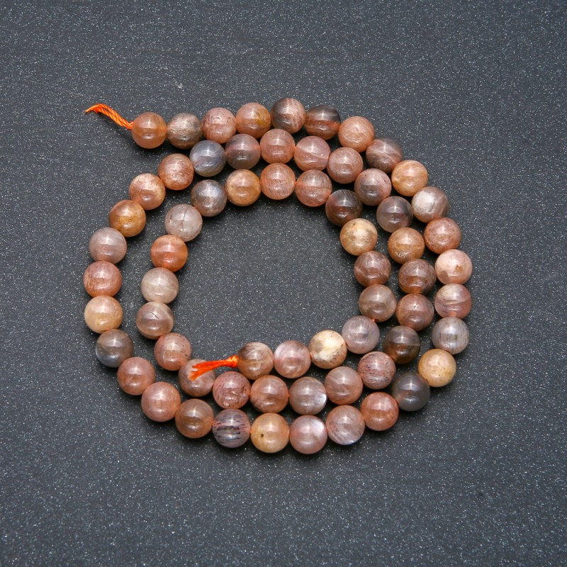 Selenit-Perlen auf Schnur, natürlicher Selenit, glatte Kugeln, Durchmesser 6 mm, Länge 39 cm (+/-)