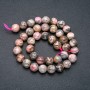 Rhodochrosit-Perlen auf einer Schnur aus natürlichem Stein, glatte Kugeln, Durchmesser 10 mm, Länge 39 cm