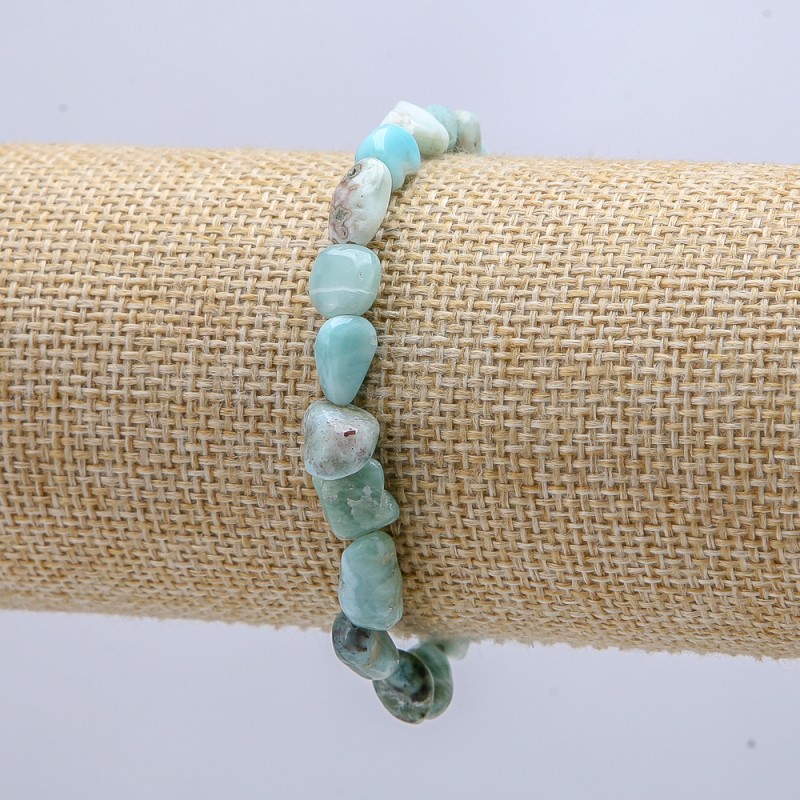 Armband aus natürlichem Larimar, trommelgeschliffene Perlen, Durchmesser 6 × 8 mm, Umfang 18 cm +