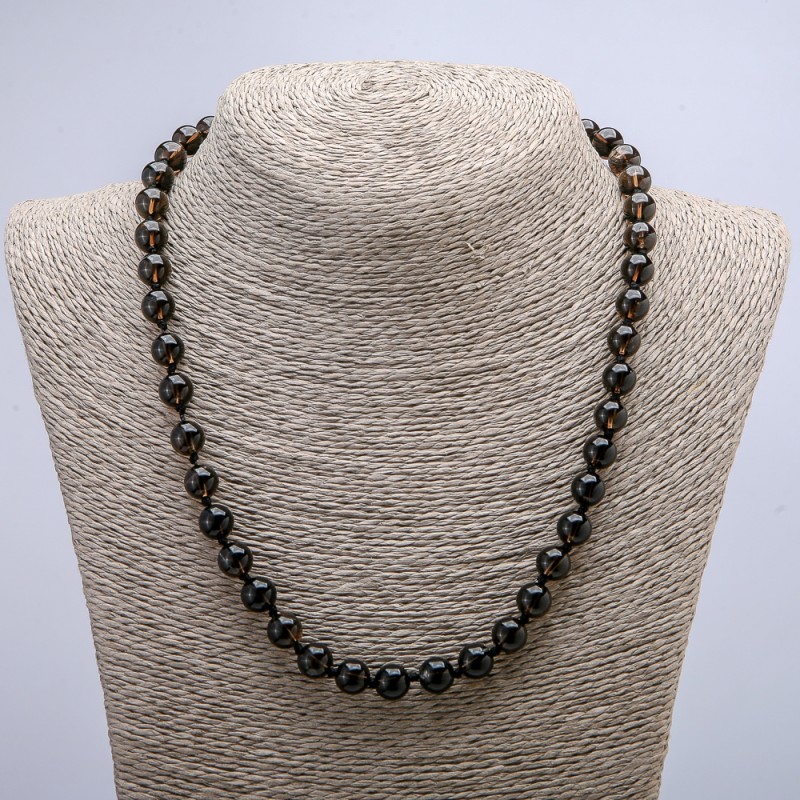 Kette aus natürlichem Rauchquarz, glatte Kugeln, Durchmesser 8 mm, Länge 46 cm +