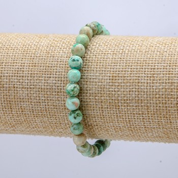 Amazonit-Armband auf Elastikband, Perlen-Durchmesser 6 mm, Umfang ca. 18 cm+