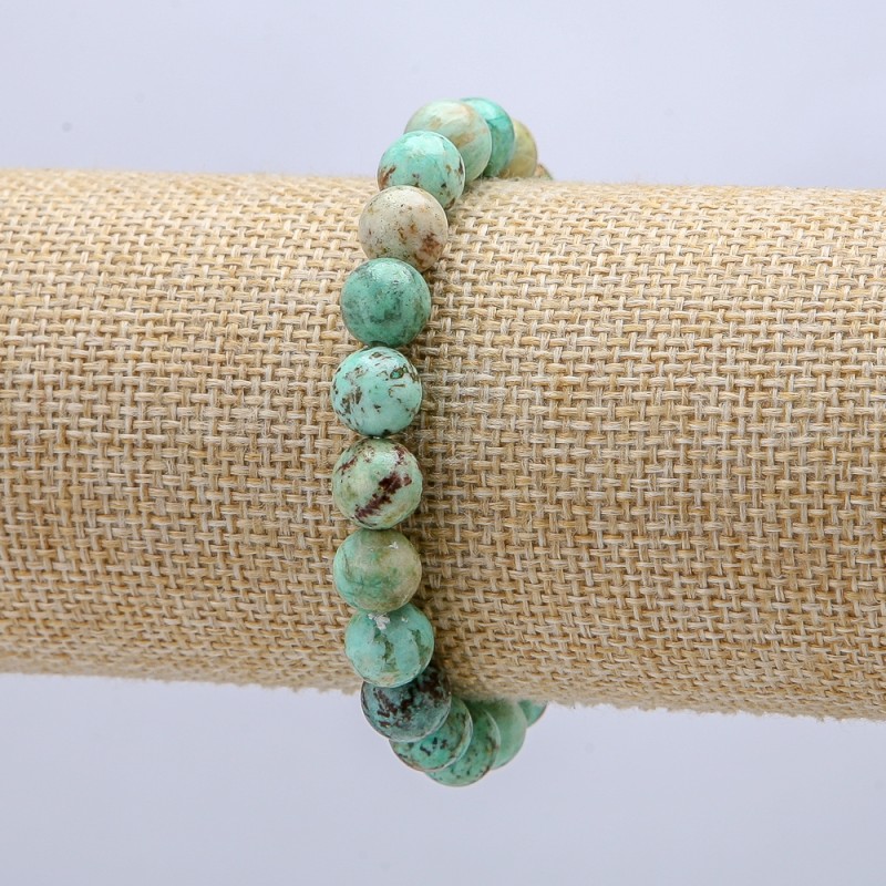 Elastisches Armband aus Amazonit-Naturstein, Perlen Ø 8 mm, Umfang 18 cm +