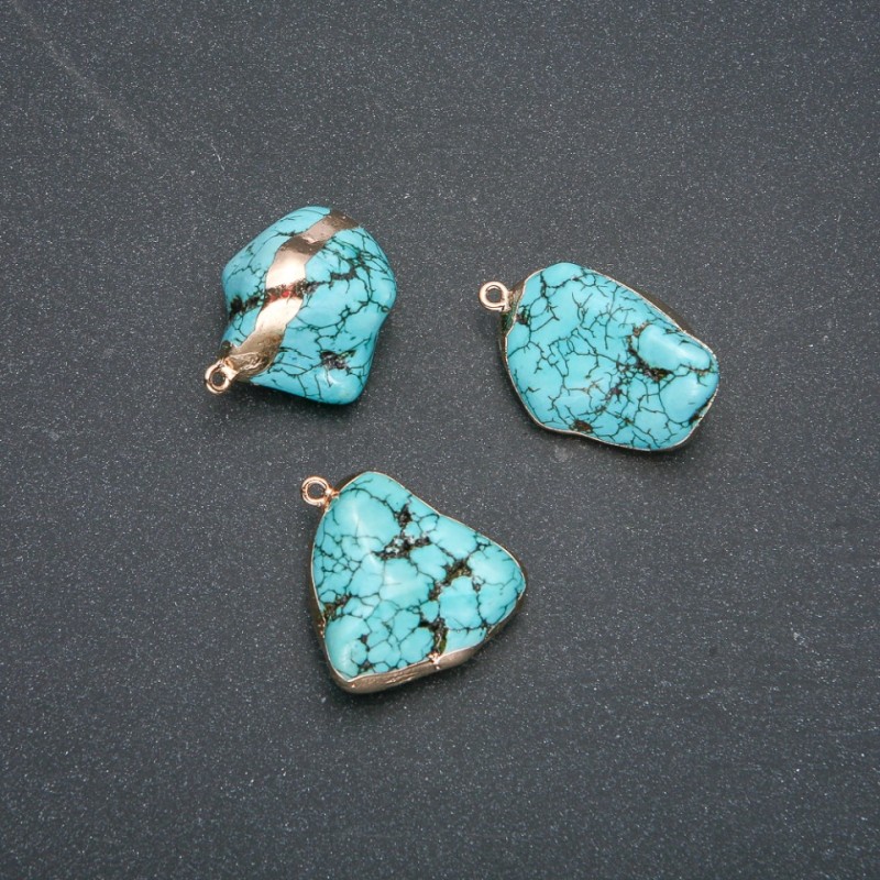 Anhänger Türkis (Howalit) in goldfarbener Fassung 36×20 mm +