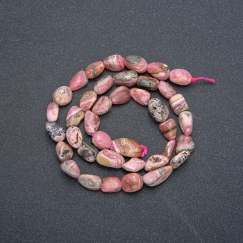 Rhodochrosit - facettierte Perlen auf Schnur, Ø 8 x 10 mm, Länge 40 cm +