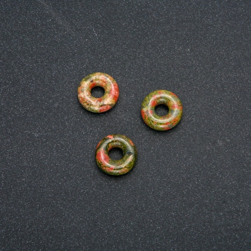 Pandora-Perle aus Naturstein Heliotrop Unakit 15×4 mm, Lochdurchmesser 5 mm+