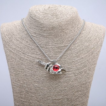 Anhänger 'Hand-Kerze Drachenauge' 60 × 30 mm an einer Kette, Länge 70 cm, silberfarbenes Metall
