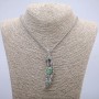 Anhänger 'Pfote mit Feder und Drachenauge' 70 × 20 mm an Kette, Länge 70 cm, silberfarbenes Metall