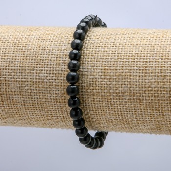 Elastisches Armband aus Naturstein – glatte Kugeln aus Schungit, Durchmesser 6 mm, Länge 18 cm +