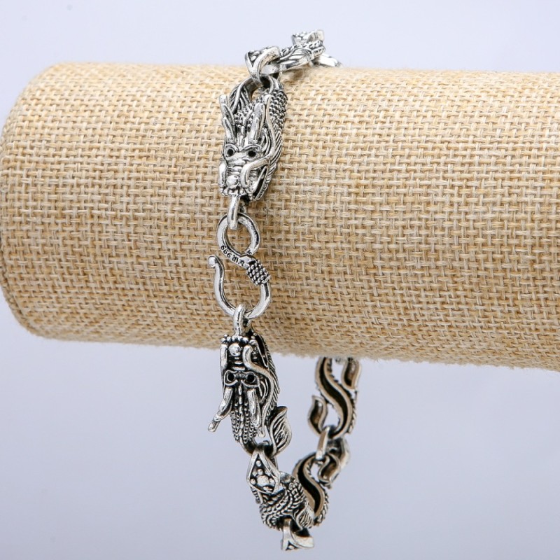 Armband „Drache“ aus silbernem Metall 13×30 mm, Dicke 10 mm, Länge 20 cm +