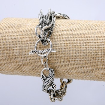 Armband "Drachenkopf" silberfarbenes Metall 12 × 28 mm, Dicke 8 mm, Länge 20 cm +