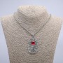 Anhänger mit Drachenauge, 60 × 30 mm an Kette, Länge ca. 70 cm, silberfarbenes Metall