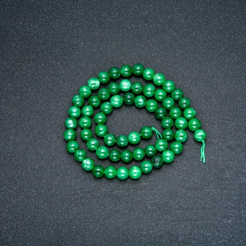 Perlen auf Faden Chrysopras-Imitat glatte Kugeln, Ø 6 mm, Länge 38 cm +