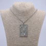 Anhänger 'Drache' 66×35 mm an einer Kette, Länge 70 cm silberfarbenes Metall