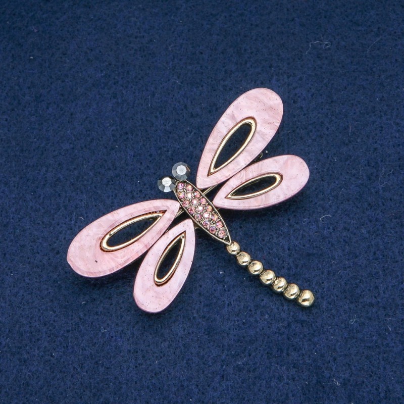 Brosche Schmetterling rosa Perlmutt, rosa petrolfarbene und graue Strasssteine, goldfarbenes Metall 62 × 45 mm +