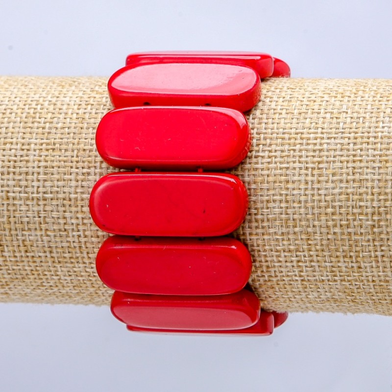Armband aus Elastikband – Koralle (gepresst) glatte Glieder 33 × 13 mm+