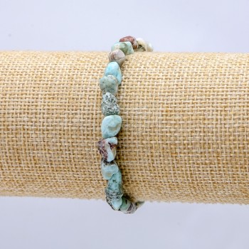 Elastisches Armband aus natürlichem Larimar – abgerundete Perlen, Durchmesser 7×6 mm+