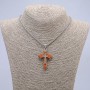 Kreuzanhänger 50 x 30 mm – an einer Kette, Länge 65 cm, silberfarbenes Metall, Holz