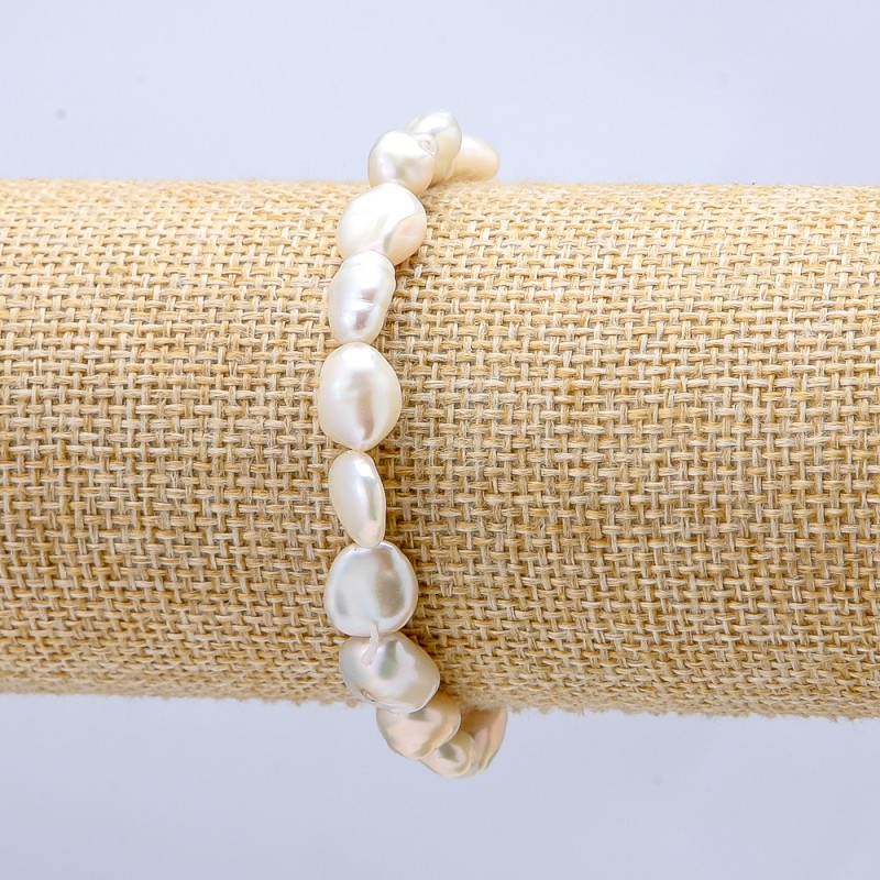 Elastisches Armband aus natürlichen Flussperlen, Durchmesser ca. 8 mm