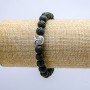 Elastisches Lavaperlen-Armband mit dekorativer Eule, Durchmesser ca. 8 mm