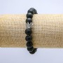 Shungit-Armband (künstlich) mit Krone am Gummiband, Ø ca. 10 mm, Länge ca. 18 cm