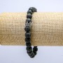 Elastisches Lavastein-Armband mit Krone, Durchmesser ca. 8 mm