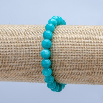 Aquamarin-Armband auf elastischem Band, glatte Kugeln, Durchmesser 8 mm +