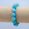 Elastisches Armband aus Naturstein Aquamarin, glatte Kugeln, Durchmesser 12 mm+
