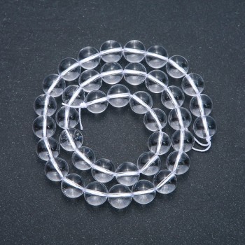 Bergkristall-Perlen auf Schnur – glatte Kugeln, Durchmesser 10 mm, Länge 38 cm