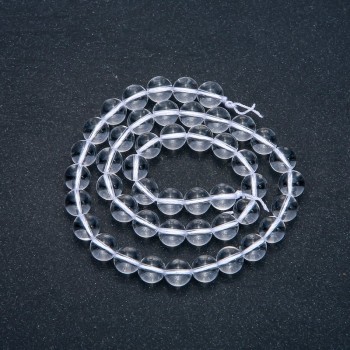 Bergkristall-Perlen auf der Schnur, glatte Kugeln, Durchmesser 8,5 mm, Länge 38 cm