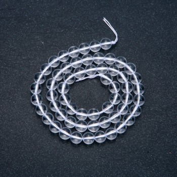 Bergkristall-Perlen auf Schnur, glatte Kugeln, Durchmesser 6 mm, Länge 38 cm