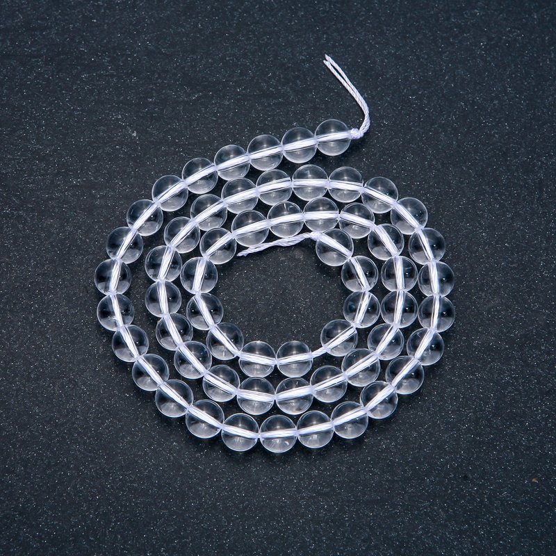 Bergkristall-Perlen auf Schnur, glatte Kugeln, Durchmesser 6 mm, Länge 38 cm