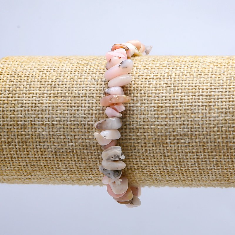 Armband aus Rosaopal, mit Elastikband, Körnchen, Durchmesser 10 mm, Länge 18 cm