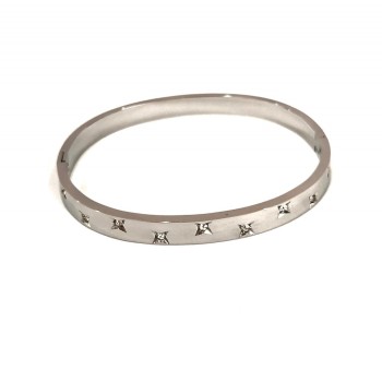 Xuping Rhodium-Armband mit weißen Strasssteinen, Dicke 6 mm + -, Durchmesser 64×53 cm +