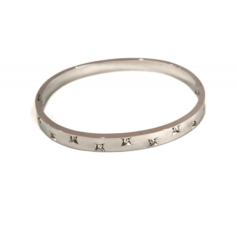 Xuping Rhodium-Armband mit weißen Strasssteinen, Dicke 6 mm + -, Durchmesser 64×53 cm +