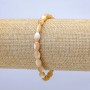 Elastisches Armband aus natürlichem Perlmutt in Beige, oval, Abmessungen 10×6 mm, 5 mm ±, Länge 18 cm+