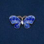 Ausverkauf! Brosche Schmetterling – goldfarbenes Metall, Emaille und weißer Strassstein 48 × 24 mm +