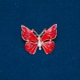 Ausverkauf! Brosche Schmetterling mit goldfarbenem Metall, roter Emaille und weißen Kristallen 32×37 mm +