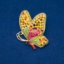 Schmetterlingsbrosche aus goldfarbenem Metall, bunte Strasssteine 58×52 mm +