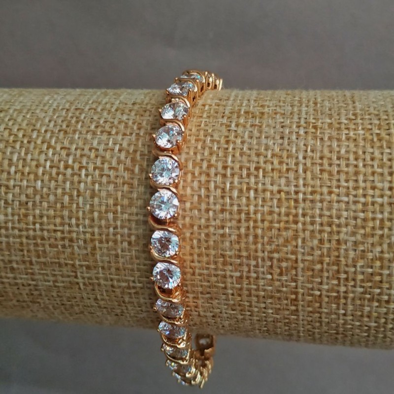 Armband Xuping mit 18-karätiger Vergoldung und weißen Strasssteinen, Länge 18 cm, Breite 6 mm +