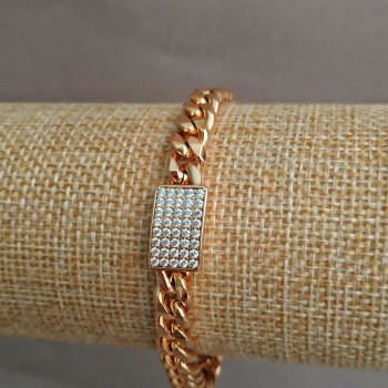 Armband Xuping 18K-Vergoldung mit weißen Strasssteinen, Länge 17–18 cm, Dicke 7 mm +