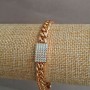 Armband Xuping 18K-Vergoldung mit weißen Strasssteinen, Länge 17–18 cm, Dicke 7 mm +