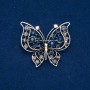 Sale! Brosche Schmetterling aus silberfarbenem Metall, blaue, graue, weiße und petrolfarbene Strasssteine 46×52 mm +