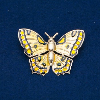 Ausverkauf! Brosche Schmetterling aus goldfarbenem Metall und Emaille 40×60 mm +