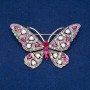 Ausverkauf! Brosche Schmetterling aus goldfarbigem Metall, bunte Strasssteine 46×70 mm +